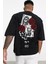 Card Baskılı Siyah Oversize Unisex T-Shirt 1