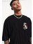 Card Baskılı Siyah Oversize Unisex T-Shirt 2
