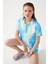 Kadın Mavi Yeşil Batik Desenli Pijama Takımı Pj 3