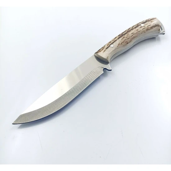Göcen El Yapımı Bushcraft Kamp Bıçağı Geyik Kabze Paslanmaz Av Bıçağı Deri Kılıflı