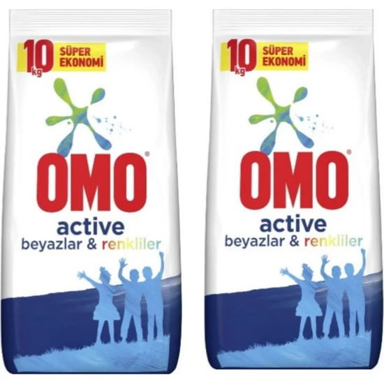 Omo Active Beyazlar ve Renkliler 10 kg + 10 kg