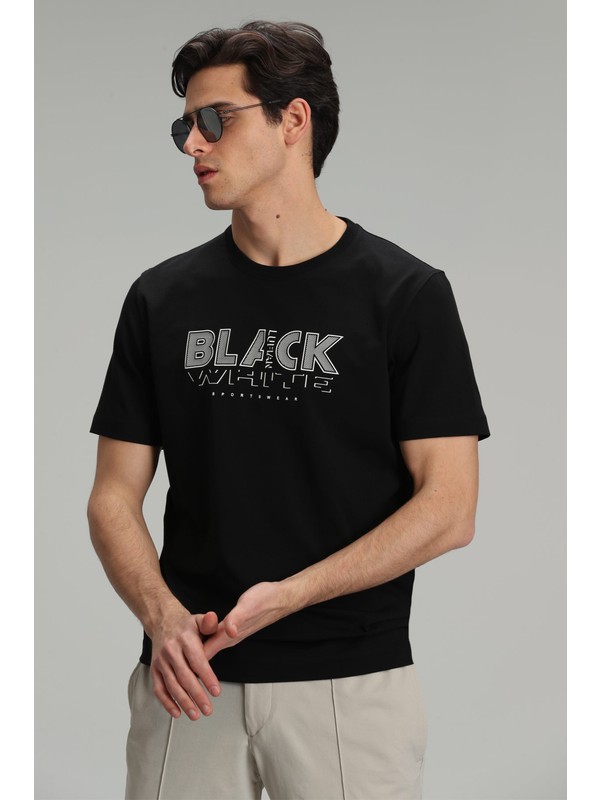 Lufian Tow Modern Grafik T- Shirt Siyah