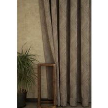 Massarelli Fon Perde Prizma Desen Açık Kahve 1-2,5 Orta Sık Pile 60 x 260 cm