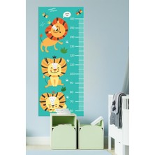 Msticker 3'lü Aslan Figürlü Boy Cetveli Çocuk Bebek Odası Boy Ölçer Sticker