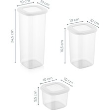 Vienev Etiketli Foly Kare Erzak Saklama Kabı 12'li Set 4x(0,55 Litre, 1,2 Litre, 1,75 Litre) Beyaz