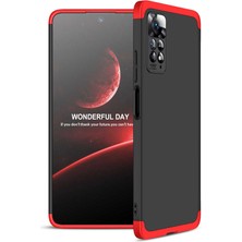 Case 4U Xiaomi Redmi Note 11 Pro 5G Kılıf 3 Parçalı Tam Koruma Sert Mika Ays Kapak Siyah - Kırmızı