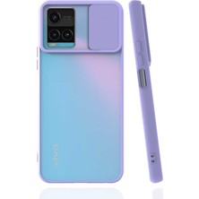 noktaks - Vivo Y32 - Kılıf Slayt Sürgülü Arkası Buzlu Lensi Kapak - Lila - T21974