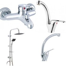 Arvenis Mix Banyo + Kuğu Lavabo + Evye Bataryası Ve Yağmurlama Robot Tepe Duş Seti