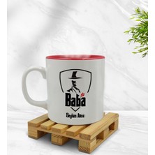 BK Kişiye Özel Baba Godfather Tasarımlı Içi Kırmızı Renkli Kupa Bardak Model 15