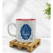 BK Kişiye Özel Gemi Tasarımlı Içi Kırmızı Renkli Kupa Bardak Model 2