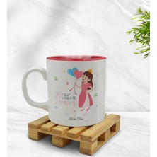 BK Kişiye Özel Evin Prensesi Tasarımlı Içi Kırmızı Renkli Kupa Bardak Model 2