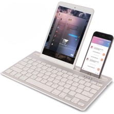 Huahai Hm-04 Çift Avantı Bağlantısı Ios Android Windows Telefonlar/tabletler Için Bluetooth Klavye-Gümüş(Yurt Dışından)