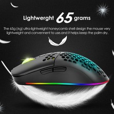 Huahai 2.4g Bluetooth Çift Mod Dizüstü Bilgisayar Bilgisayar Için Rgb Arkadan Aydınlatmalı Rgb ile Kablosuz Fare - Siyah