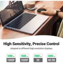 Huahai Pc Dizüstü Bilgisayar Için 4000 Dpi ile Ugreen MU001 2.4ghz Kablosuz Sessiz Fare - Gri