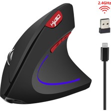 Huahai Hxsj T22 Kablosuz Fare Ergonomik Optik 2.4g 2400DPI USB Alıcı ile Oyun Fare - Siyah