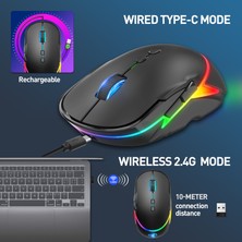 Huahai Hxsj T200 2.4ghz Kablosuz Fare 1200/2400/3200 Dpı Oyun Fare Taşınabilir Rgb Aydınlatma Ergonomik Bilgisayar Fare