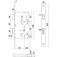 Hafele Sessiz Oda Kilit 55X18MM Gümüş Sağ