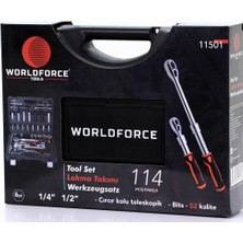 Worldforce 11501 Lokma Takımı 114 Parça S-Ultra 1/4 -1/2 Uzatmalı Cırcır