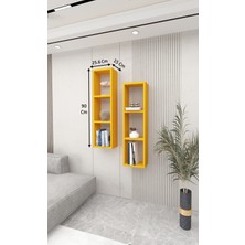 Dekormer Design Kitaplık Ikili Çapraz Duvar Rafı Takım