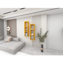 Dekormer Design Kitaplık Ikili Çapraz Duvar Rafı Takım