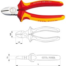 Ceta Form 180MM G12-18-0180 1000V Izoleli Yan Keski (Vde Onaylı)