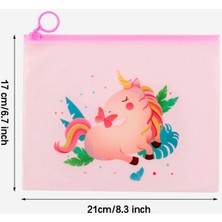 Shopfocus 1 Adet Fermuarlı Dosya Çantası Unicorn-Desen Kırtasiye (Yurt Dışından)