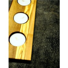 Qetum Zeytin Ağacından 3'lü Tealight Mumluk