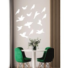 Lizpo Decor Uçan Kuşlar Dekoratif Duvar Beyaz Sticker Kuş Sürüsü Mb1