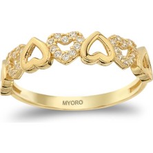 MYOROGOLD 14 Ayar Altın Kalpli Yüzük