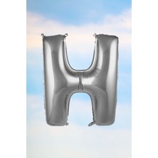 Pekshop H Harfi Gümüş Folyo Balon 100 cm 40 Inç 1 Metre Silver