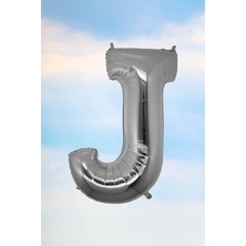 Pekshop J Harfi Gümüş Folyo Balon 100 cm 40 Inç 1 Metre Silver