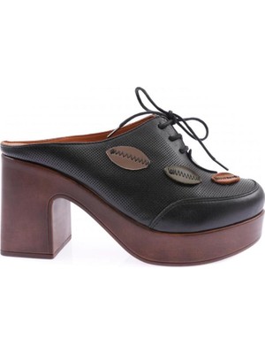 Venüs 2217003Y Platform Topuk Önü Kapalı Deri Kadın Terlik