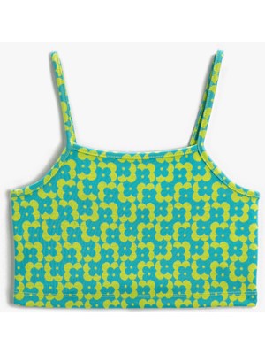 Koton Çiçek Desenli Crop Üst Ince Askılı