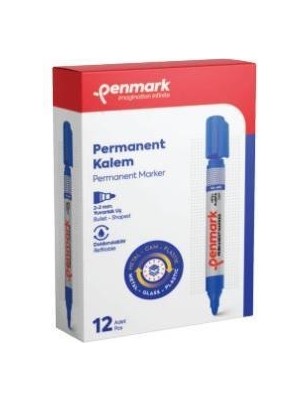 Penmark Permanent Markör Yuvarlak Uç Mavı12'li Hs 405 02