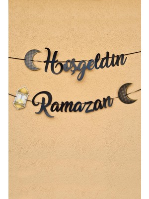 Pekshop Hoşgeldin Ramazan Kaligrafi Banner Ipe Dizili Ramazan Süsü