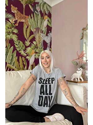 Pijama Evi Sleep All Day Baskılı Örme Kısa Kollu Pijama Takımı