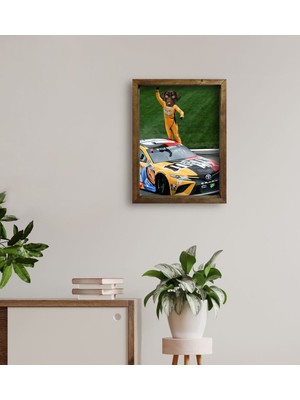 BK Evcil Dostlara Özel Nascar Pilotu Tasarımlı Portre Doğal Masif Ahşap Çerçeveli Tablo 45X65CM-1