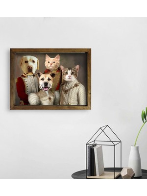 BK Evcil Dostlara Özel Portre Doğal Masif Ahşap Çerçeveli Tablo 45X65CM-24