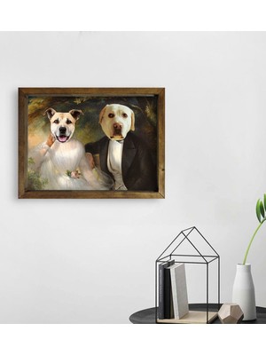 BK Evcil Dostlara Özel Portre Doğal Masif Ahşap Çerçeveli Tablo 45X65CM-27