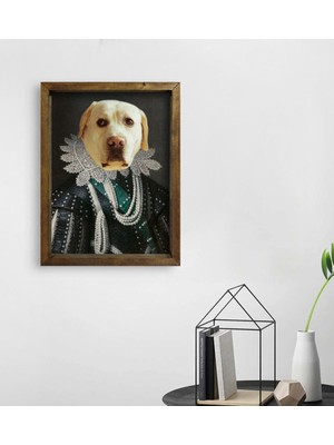 BK Evcil Dostlara Özel Portre Doğal Masif Ahşap Çerçeveli Tablo 45X65CM-33
