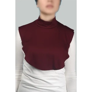 Düz Balıkçı Yaka Boğazlı Penye Tesettür Boyunluk - Bordo