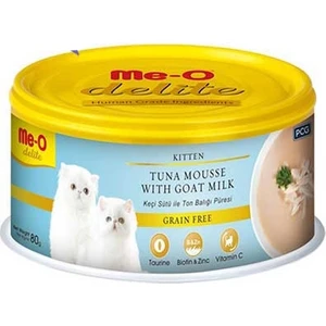 Me-O Delite Keçi Sütlü Ton Balıklı Tahılsız Ezme Yavru Kedi Konservesi 24x80gr (24lü)