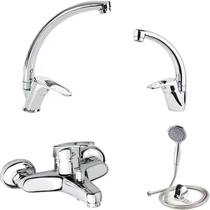 Banyo Kuğu Lavabo Evye Bataryası  ve Mafsallı Duş Seti 4'lü Set