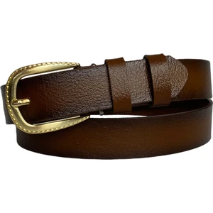 Deri Gold Tokalı Kahverengi Ince Kadın Kemeri 3 cm