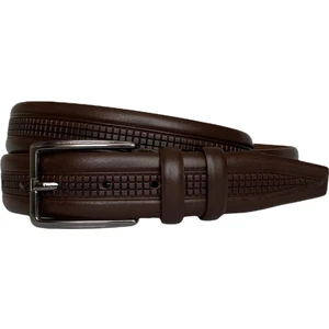Kaliteli Deri Orta Baskılı Kahverengi Klasik Kumaş Pantolon Kemeri 3.5 cm