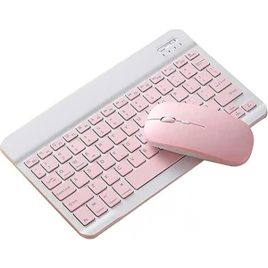 Klavye Mouse Combo, SK-030 10 Inç Bt Klavye ve Fare Seti 78 Tuşlu Mini Klavye Android/ıos/windows Için 2.4g Sınıf 3 Dpı Ayarlanabilir Bt Fare Pembe(Yurt Dışından)