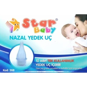 Star Baby Nazal Yedek Uçlar - Yumuşak ve Esnek Malzeme ile Nazik Temizlik, 10'lu Paket, Bebekler İçin Ergonomik Tasarım