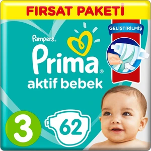 Bebek Bezi Aktif Bebek Fırsat Paketi 3 Beden 62 Adet