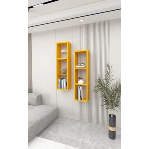 Dekormer Design Kitaplık Ikili Çapraz Duvar Rafı Takım