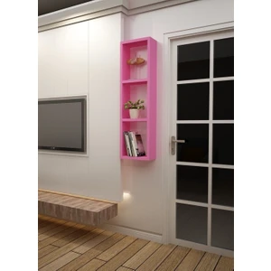 Dekormer Design Kitaplık Pembe Tek Duvar Rafı